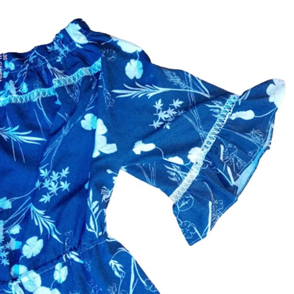 AVA  Blue Floral Romper One-Piecer Size 6 - Picture 3 of 4